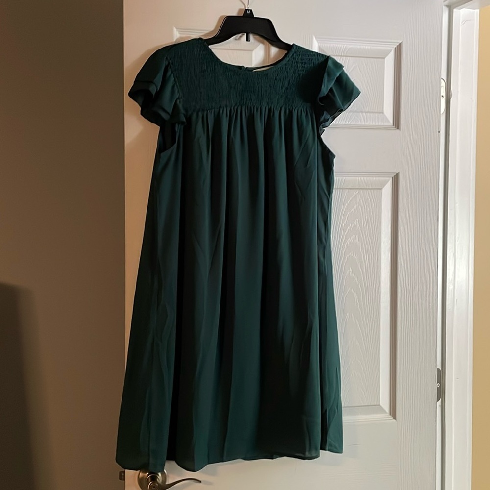 Women Summer Shift Dress 2024 Casual Ruffle Cap Sleeve Smocked Crew Neck
